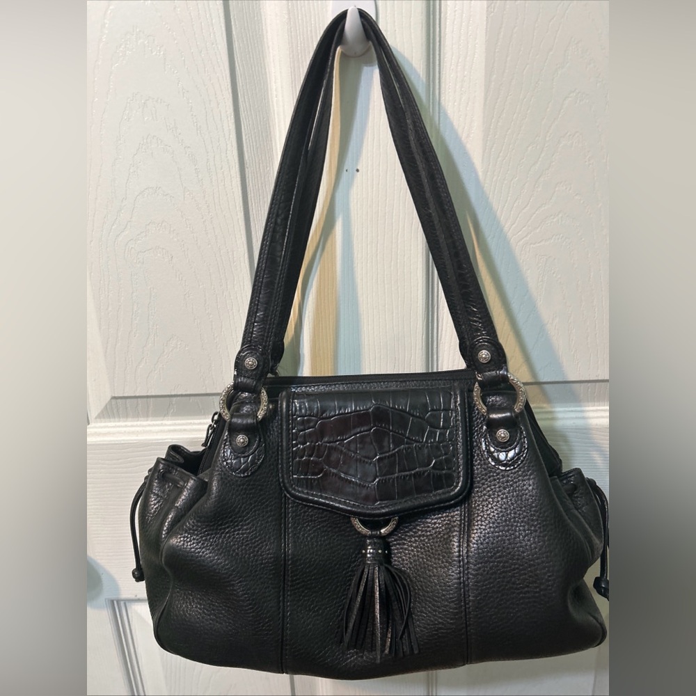 Brighton Black Pebbled Leather Shoulder Bag (D262254) Excellent Cond